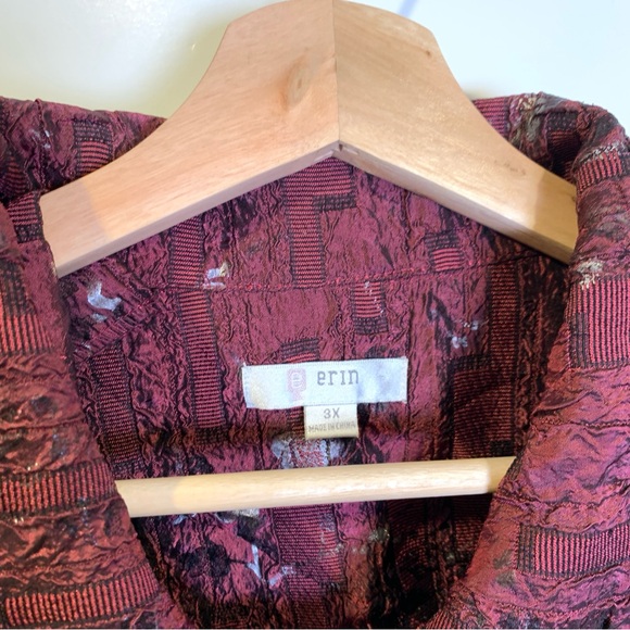Erin London Burgundy Blazer Pockets Abstract Print Lined Size 3X - Picture 4 of 13
